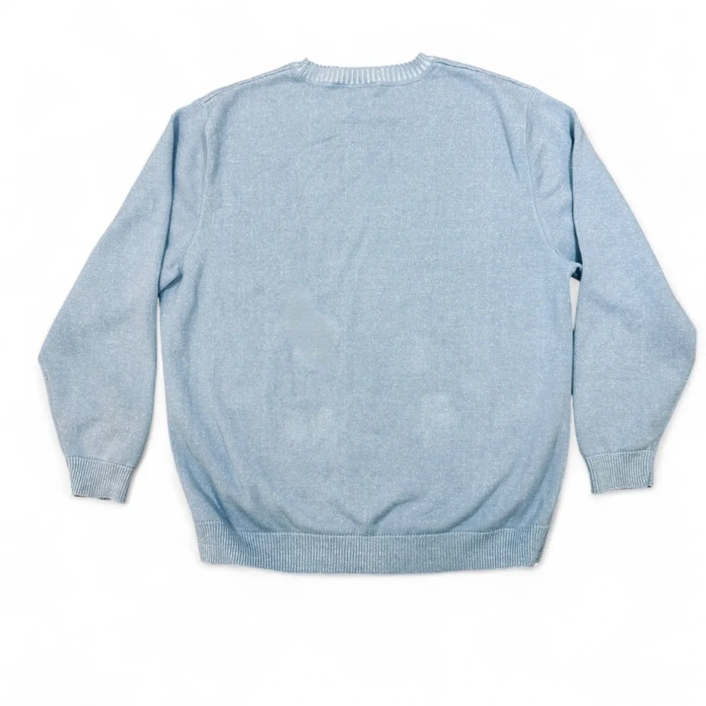 Men's Sky Blue 100% Cotton Crewneck Sweater - Picture 6 of 6